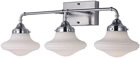 Maxim 30247SWSN New School 3 Light LED Bath Vanity, Satin Nickel Finish, Satin White Glass, PCB LED Bulb , 0.24W Max., Wet Safety Rating, Shade Material, Rated Lumens