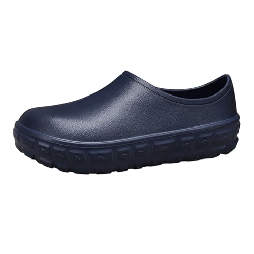 Ciabatte da uomo di grandi dimensioni, copriscarpe, impermeabili, antiscivolo, semi-pantofole, morbide per esterni da giardino, scarpe da lavoro in gomma alla moda, Blu scuro, 44 EU