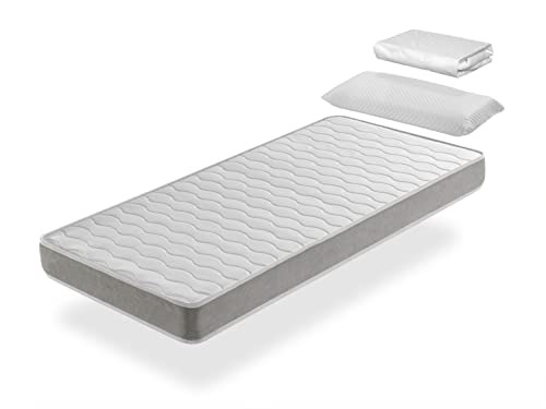 SHAULA Pack Colchon 80X180 Apolo Cama Infantil, Altura 14 CM + 1 Almohada viscoelastica 80x35 + 1 Protector colchon 80x180