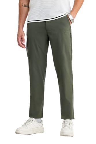 Image of SNITCH Men Trousers Casual Wear | Regular Fit Mid Rise Straight Leg Solid Pattern | Durable Polyester & Plain Weave Fabric for Daily Use & Office Outings