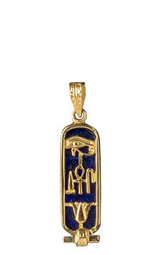 Discoveries Egyptian Imports - Handmade Health, Life and Happiness Cartouche Pendant - Available in 14K Gold, 18K Gold, Gemstone and Sterling Silver - Hieroglyphic Symbols - Made in Egypt