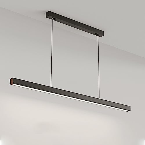 Luminaire suspendu linéaire noir à LED pour îlot de cuisine moderne