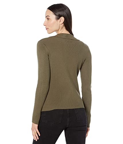 Image of Calvin Klein Women's Johnny Collar V Neck Lightweight Long Sleeve Comfortable Sweater