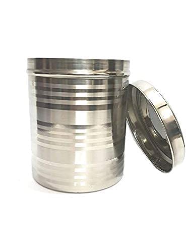 Image of Duodeno Stainless Steel Container -5 Litre, 1 Piece, Silver Stainless Steel Round Dabba Canister Containe 5KG Food /Dough /Liquid Capacity NO Joints Storage Box (5 Liter)