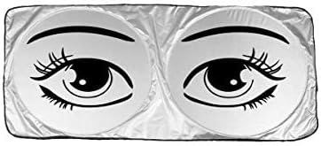 iShade Car Windshield Sunshade Large Size with Eye Design, Non Slip Mats, Protect Your Vehicle from UV Sun Damage, Silver Front and Black Backing, Zippered Carry Bag