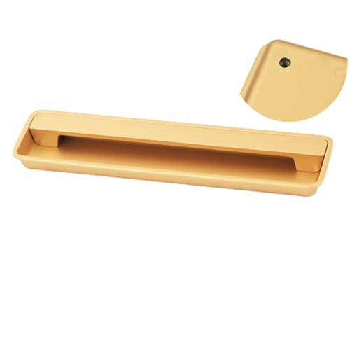 BE-TOOL Hidden Sliding Door Pull Handle Zinc Alloy Flush Pull Handles,Modern Simple Door Pull Handle for Sliding Barn Drawer Cupboard Wardrobe (Gold 5.03