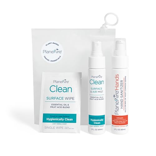 PlaneAire Travel Essentials | Travel Hygiene Kit | Hygiene Essentials | Reusable Bag | TSA Approved | Travel Toiletry Kit | Travel Accessories (Tangerine Coriander)