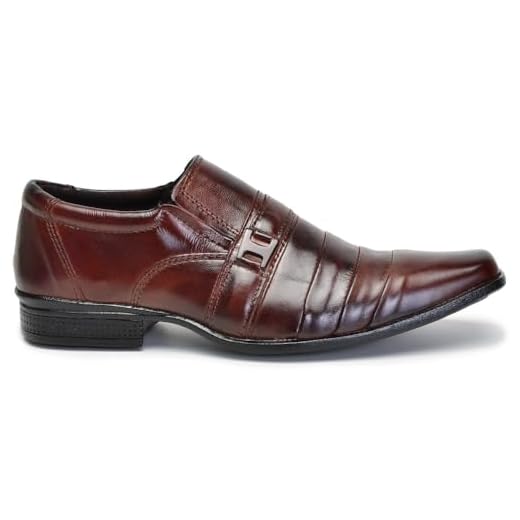 Sapato Social Masculino em Couro Legítimo, Bico Quadrado (Marrom, BR, Adulto, Numérico, 41)