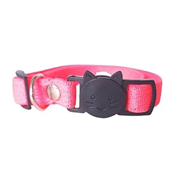 Coleira Elástica Para Gatos Regulável com Fecho Anti Enforcamento (ROSA NEON)