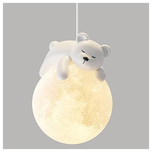 Simpatico Orso Lampada a Sospensione Con Stampa 3D, Luna Globo Cartone Animato Coniglio Addormentato, Lampadario Pianeta Camera Dei Bambini, 3 Luci