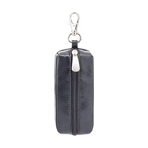 Visconti MZ18 Monza Genuine Leather Key Ring Zippered Coin Pouch (Black)
