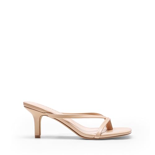 Image of DREAM PAIRS Kitten Heels for Women Flip Flops Slip on Low Heels Open Square Toe Thong Heeled Strappy Sandals Slides Comfortable Dress Shoes