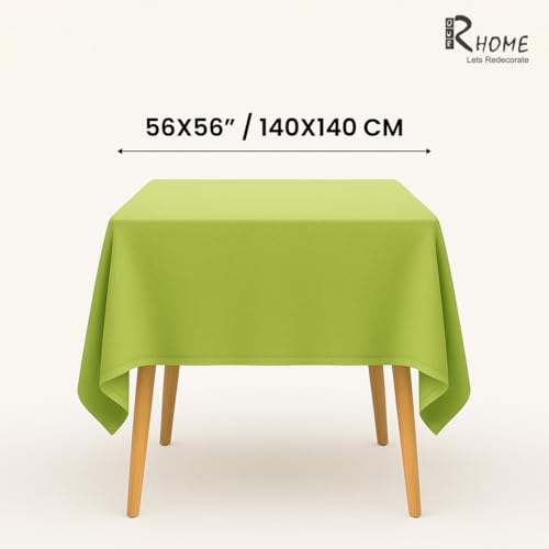 Image of R home 100% Cotton Solid Table Cover | 200 GSM Thick Fabric, Anti-Skid | Machine Washable & Reusable | Ideal for Dining Table & Centre Table, Easy Maintenance (Parrot Green, 56 x 56 Inch)