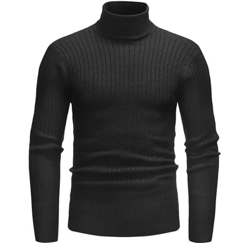 Men's Turtleneck Sweaters Long Sleeve Pullover Sweater Lightweight Casual Solid Rib Knitted Winter Warm Sweater