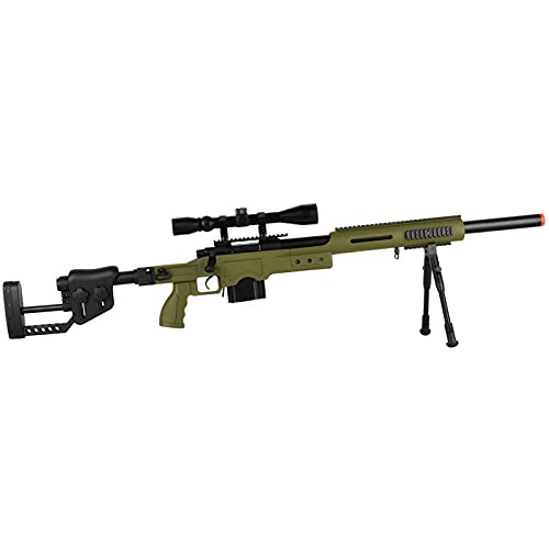 Well Mb4410 Bolt Action Spring Sniper Airsoft Rifle W/Scope And Bipod (Od Green) #TOP4