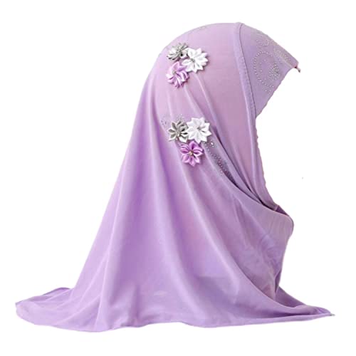 6 Flowers Headscarf 2-6 Years Old Pretty Girls Muslim Hijab Malay Scarf Islamic Arab Headscarf Sand and Sun Protection Scarf Shawls