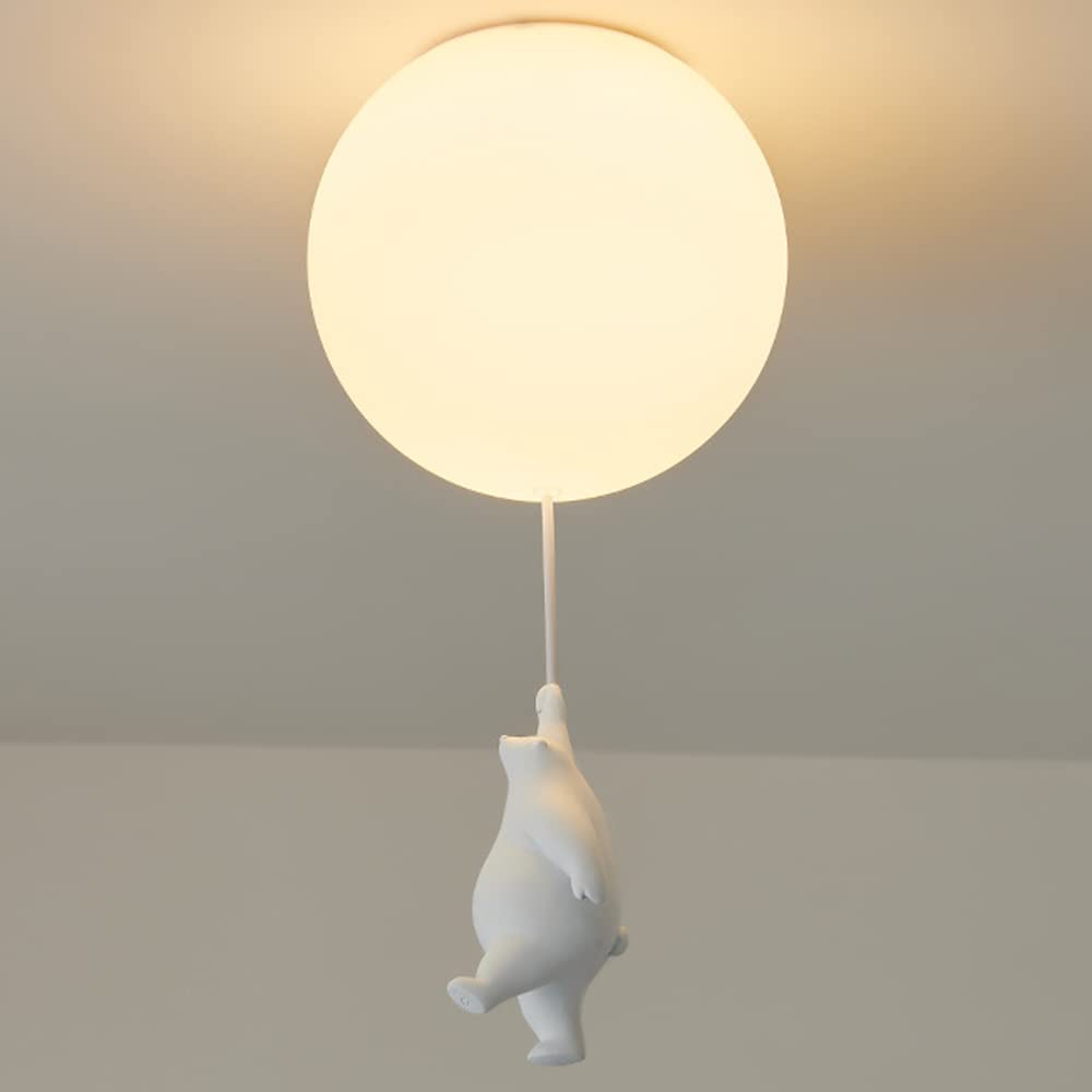 Ffocco Light/White Polar Bear Chandelier Fixtures Ceiling Mount Ing Globe Glass Lampshade Hallway Hanging Lamp For Bedroom Cafe Dining Room Ing Present