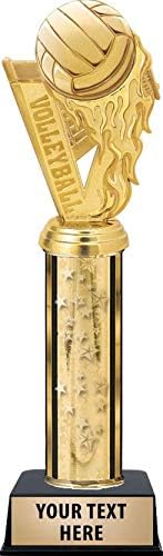 Crown Awards Volleyball Fireball Trophies - Gold Stars Volleyball Fireball Trophy with Custom Engraving Prime