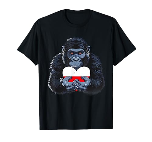 Gorilla Polish Pride Polska Polska Polish Roots Polonia Flag Heart Camiseta
