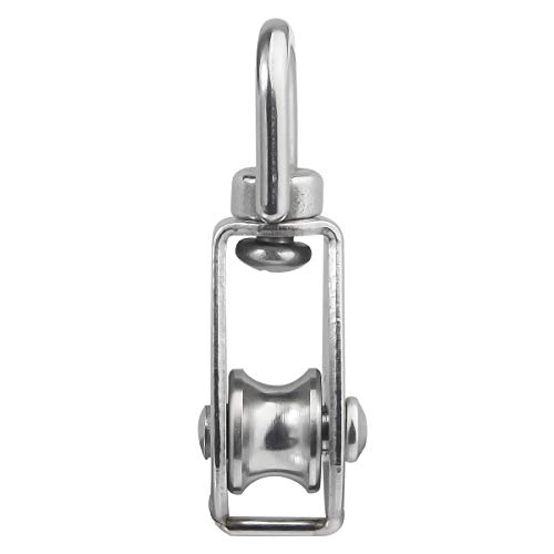 M15 Single Pulley Snatch Block Lifting Crane Swivel Hook, 304 Stainless Steel, 1/4\" Rope x 3/5\" Sheave, 80 lbs Load, 10PCS