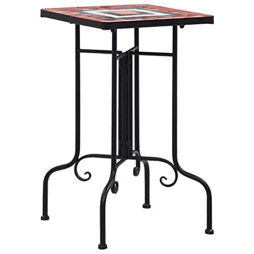 Homgoday Mesa de servicio Mosaico Terracota y Blanco de Cerámica, Muebles para Casa Interior Exterior Salón Dormitorio
