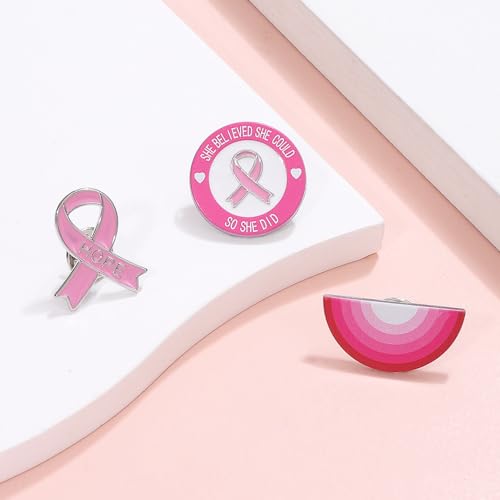 Image of Pink Ribbon Breast Cancer Awareness Brooches Pin, Love Faith Strength Hope Butterfly Brooches Pin, Rhinestone Pink Ribbon Hope Pin Brooch
