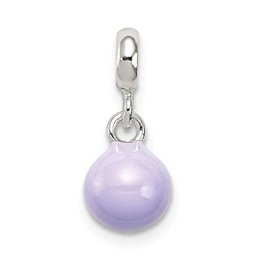 925 Sterling Silver Lilac Enamel Bead Enhancer - 17mm x 8mm