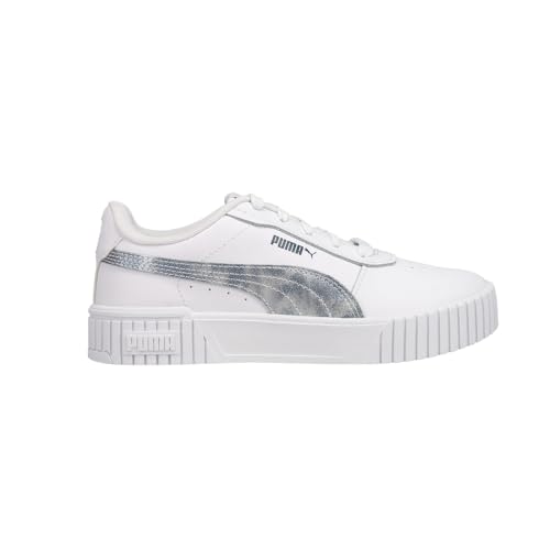 PUMA Toddler Girls Carina 2.0 Cloudy Metallic Logo Lace Up Sneakers Shoes Casual - White