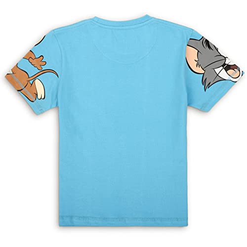 Image of Kidsville Official Tom & Jerry Printed Boy's Regular Fit Blue Half Sleeves Tshirt