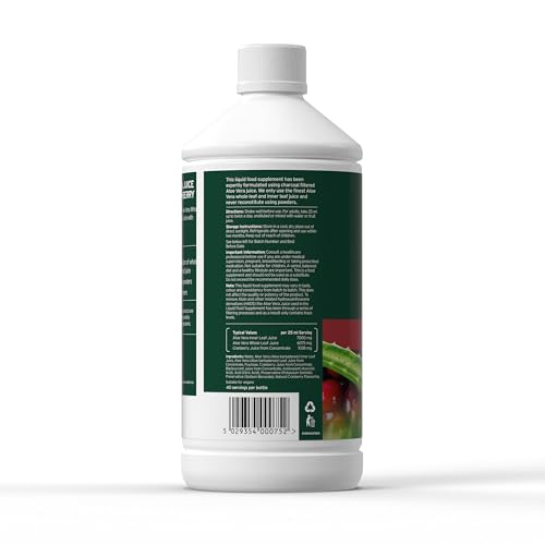 Aloe Pura Aloe Vera Juice with Cranberry, Natural, Vegan, Cruelty Free, Food Supplement, 1ltr