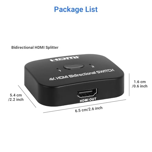4K HDMI Switch, Bi-Directional HDMI Switch Splitter 2 in 1 Out, Support 4K@60Hz 2K@120Hz for PS4,HDTV,Xbox,Fire Stick (4K60Hz) - Thumbnail 6