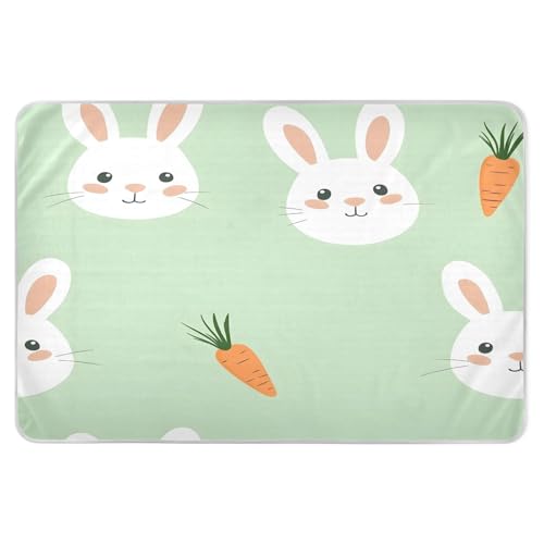 BOESI Doodle Cute Bunny and Carrot Pattern Waterproof Pads for Bedwetting and Incontinence, Reusable Pads, Reusable Diaper Pads for Bed, Sofa, Travel