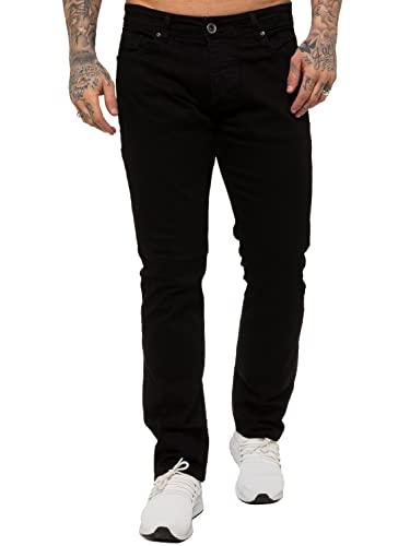 989Zé ENZO Mens Stretch Straight Leg Regular Fit Classic Denim Jeans All Waist Sizes EZ359 Black 32W / 32L