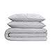 SERTA Simply Clean Ultra Soft 3 Piece Hypoallergenic Stain Resistant Pleated Duvet Cover Set, Full/Queen, Grey