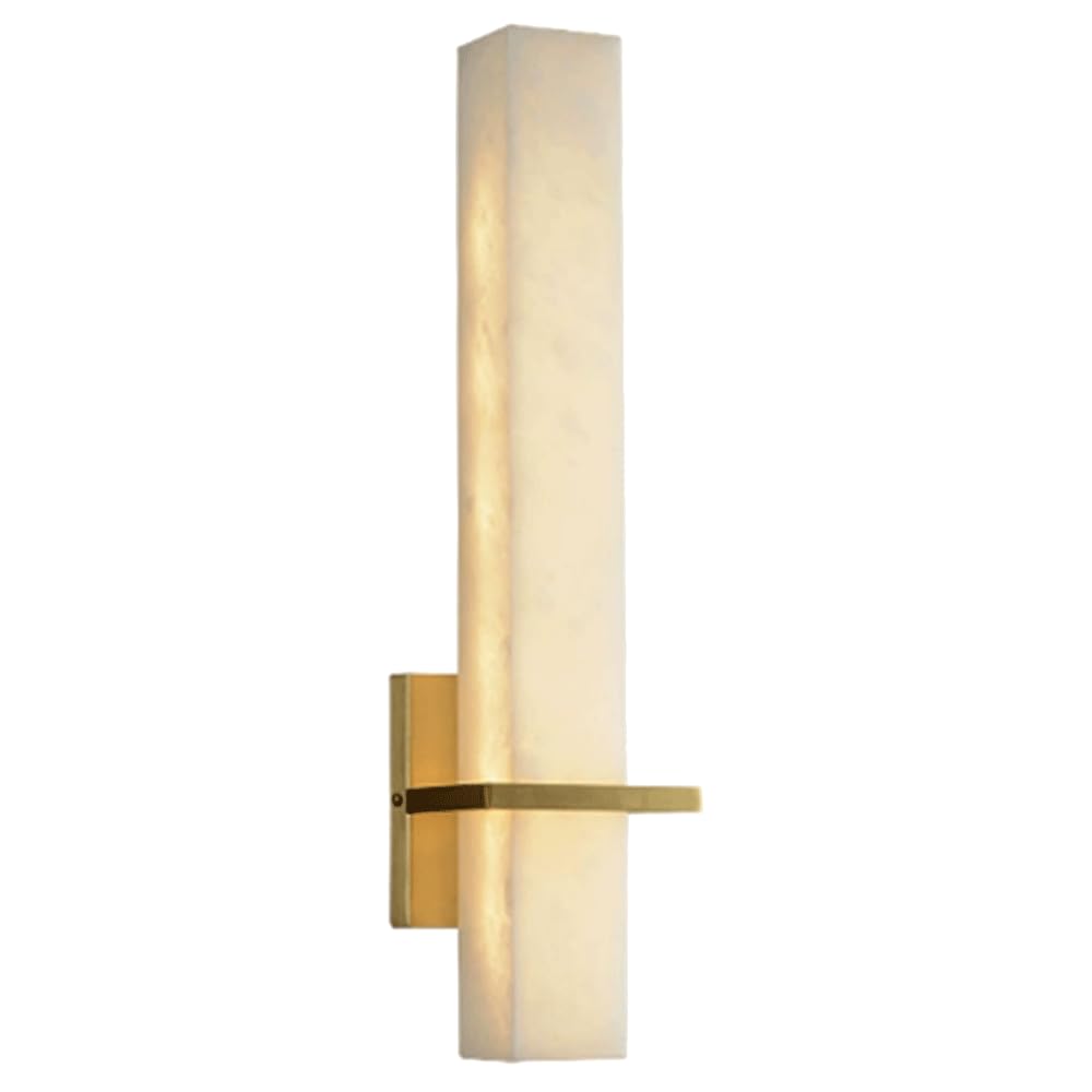 Natural Alabaster Brass Wall Sconce Luxury Modern Spanish Stone Wall Light Gold/Blace Indoor Lighting Fixture With Dimmable LED StripVanity Light Decor For Living Room Bedroom Bathroom Hallway SHUANGZ