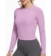 GGOV Womens Long Sleeve Crop Workout Tops Yoga Cropped Top Gym Shirts Athletic Clothes Slim Fit