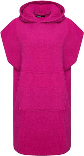 Nikaro Poncho con capucha para niños y niñas, 100 % algodón, con bolsillos profundos tipo canguro, rosa, 10-13 años