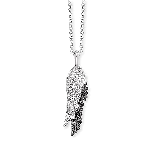 Engelsrufer Damen Halskette aus Sterling Silber mit Flügel Anhänger in silber/schwarz - Karabinerverschluss - in drei Längen verstellbar - nickelfrei