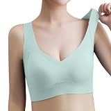 Nahtloser Yoga-BH vorne für stützendes, Nicht gepolstertes Sportoberteil mit seitlicher Abdeckung und schlankmachendem Design auf der Rückseite für Fitnesstraining (Mint Green, XXXL)
