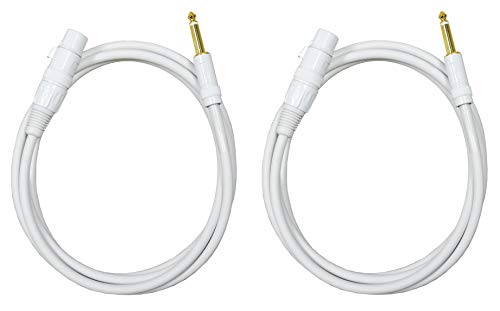 Audio2000'S E80206P2 Two-Pack 6-Feet Xlr Female To Gold-Plated 1/4-Inch Ts Male White-Color Audio/Recording/Microphone Cables #TOP6