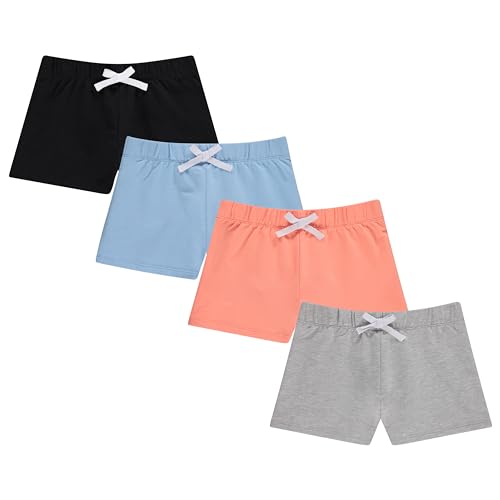 Image of BTween 4 Pack Girls Shorts, Cotton French Terry Shorts for Girls, Kids Summer Clothing