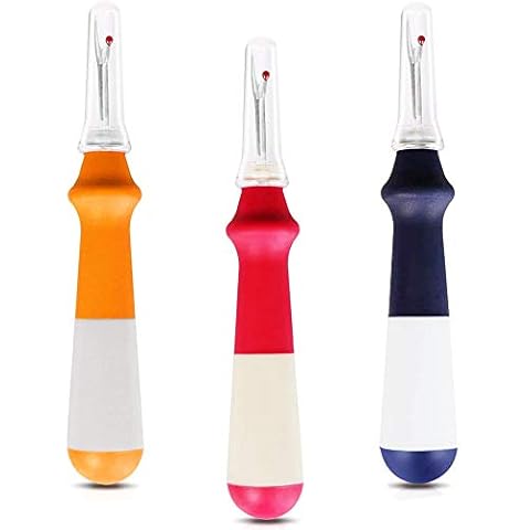 GDMINLO 3 Pieces Ergonomic Grip Seam Ripper, Colorful Large Thread Remover for Sewing Crafting Removing Embroidery Hems and Seams Cover