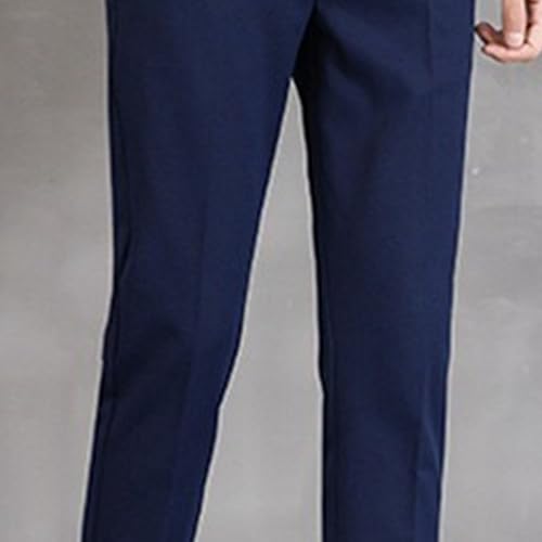 Mens Flat Front Tapered Dress Pants Casual Trousers Straight Fit Men Pant Mens Slim Fit Business Suit Pants Blue3