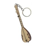 LEYFA Miniatur türkischer Baglama Schlüsselanhänger - Handgefertigtes Musikinstrument Ornament Geschenk, Holz, Mini