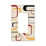 Geometric Retro Mid Century Modern Elements Brown Red Decor Print Light Switch Plate Cover Plastic...