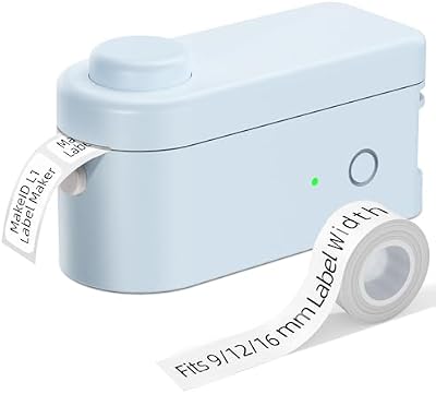 Makeid Etiquetadora | Impresora de Etiquetas Portátil Bluetooth | con Cinta de Etiquetas, Oficina o para el hogar, Compatible con iOS Android Azul