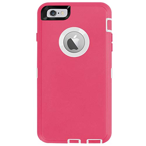 iPhone 6 Plus Case,iPhone 6S Plus Case [Heavy Duty] AICase Built-in Screen Protector Tough 4 in 1 Rugged Shockproof Cover for Apple iPhone 6 Plus / 6S Plus (Pink/White)