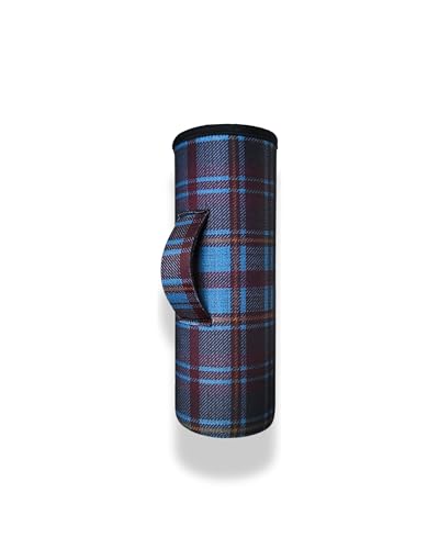 Image of Glass Water Bottle Cover Only (for 1 Litre and 750 ML) | Keeps Drink hot and Cold (Blue Tartan)