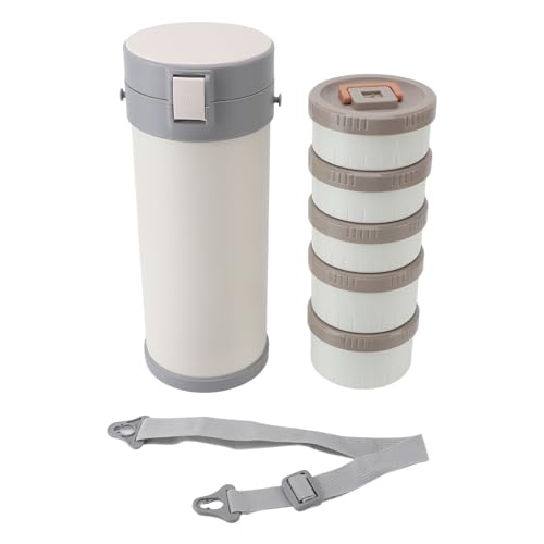 baginbaginbag Lonchera aislada, tarro de alimentos al vacío, 5 compartimentos, diseño a prueba de fugas, contenedor de acero inoxidable, para familia, oficina, escuela