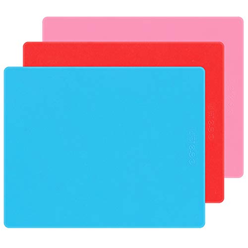 Extra Large Silicone Mats for Crafts, Epoxy Resin Jewelry Casting, Polymer Clay, Painting, Food Grade Heat-resistant Sheets 3 Pack, Blue Red Pink 19.7x15.7inch